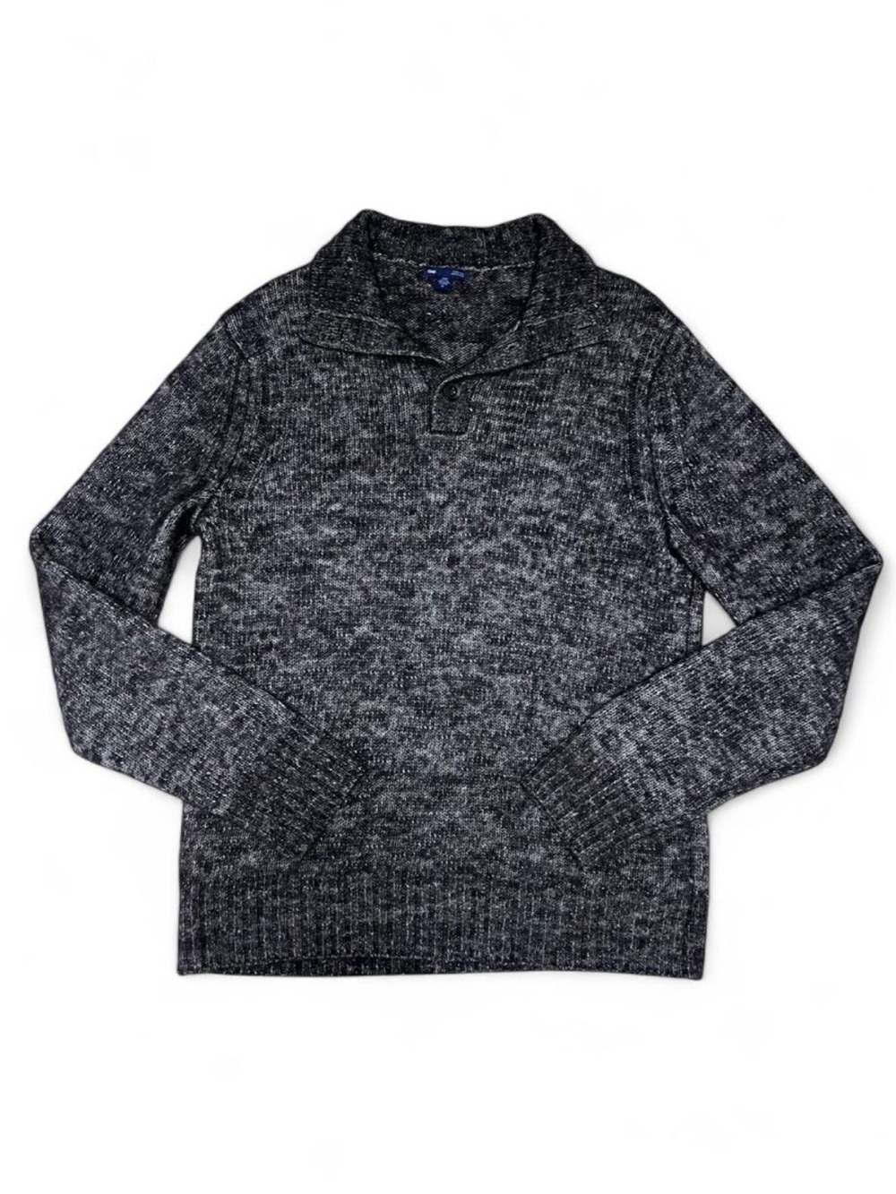 GAP Men’s Fuzzy Wool Alpaca Pullover Sweater Brown Gray Shawl Collared Knit